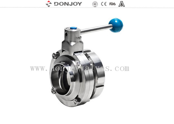 DONJOY quality sanitary stainless steel 304 / 316L DN 50 Butterfly Valves Single Weld and DIN male threded connection