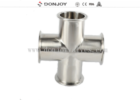 Sanitary Stainless Steel Sanitary Fittings , Clamp Equal Cross IHCH size , Polished inside and outside