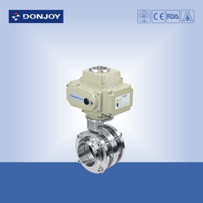 Stainless steel 304 weld sanitary level butterfly valves of ball type with electric actuator