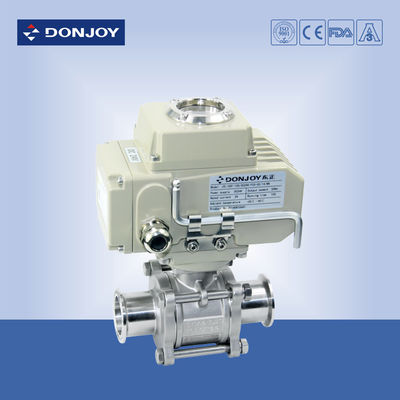 3A 1" Electric  3pcs Non-retention full port ball valve with Clamped Connection