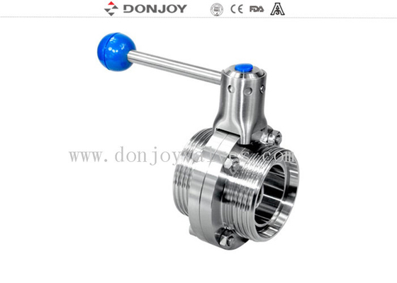 DONJOY quality sanitary stainless steel 304 / 316L DN 50 Butterfly Valves Single Weld and DIN male threded connection
