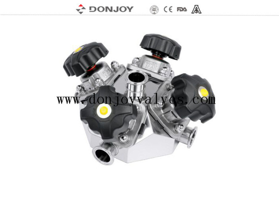 316L Multiport Pneumatic Diaphragm Valve with 6 port and  5 valve body